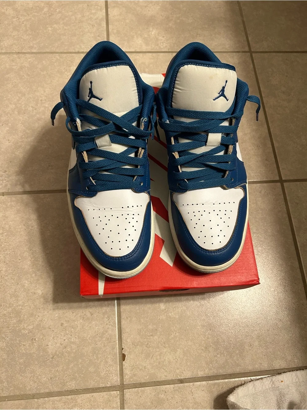 Jordan Kids' White and Blue Low-Top Sneakers